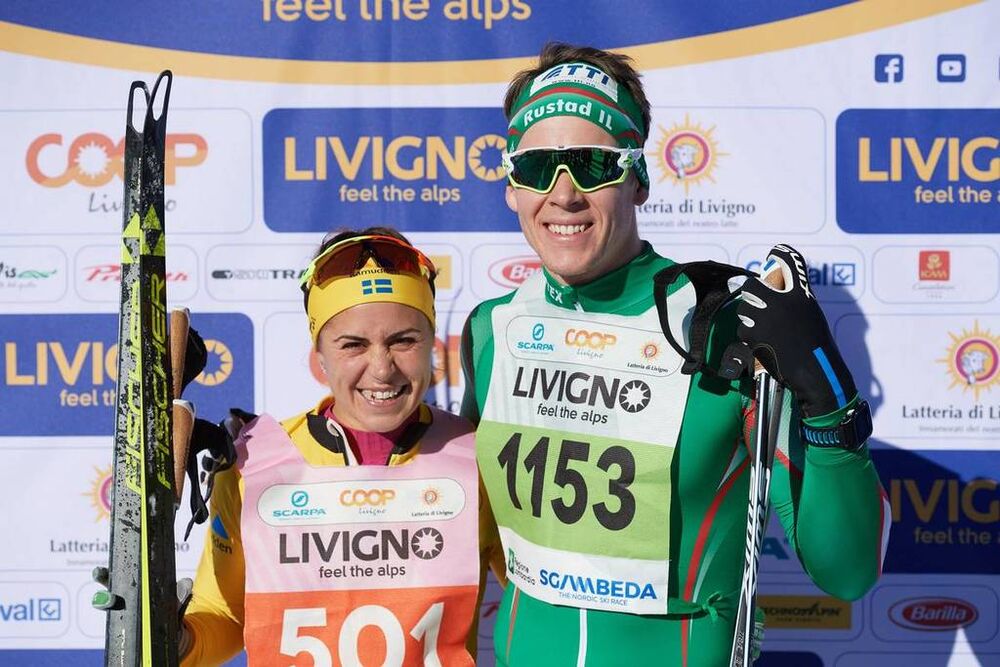 01.12.2018, Livigno, Italy (ITA):Anna Haag (SWE), Anders Gloersen (NOR), (l-r)  - La Sgambeda, Skating Race, Livigno (ITA). www.nordicfocus.com. © Rauschendorfer/NordicFocus. Every downloaded picture is fee-liable.