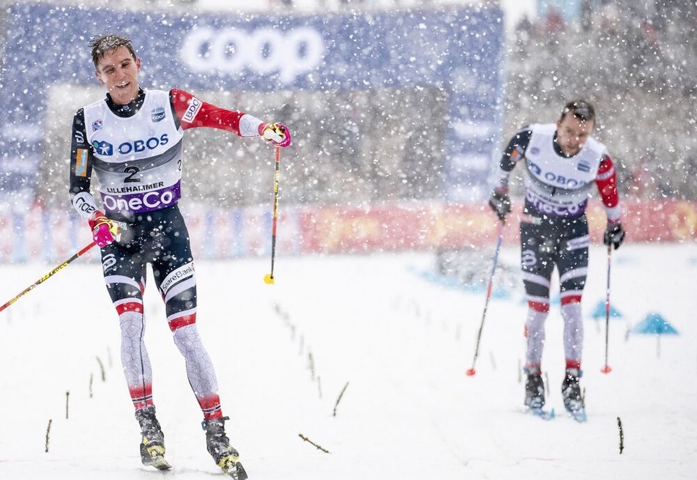 02.12.2018, Lillehammer, Norway (NOR):Didrik Toenseth (NOR), Sjur Roethe (NOR), (l-r)  - FIS world cup cross-country, pursuit men, Lillehammer (NOR). www.nordicfocus.com. © Modica/NordicFocus. Every downloaded picture is fee-liable.