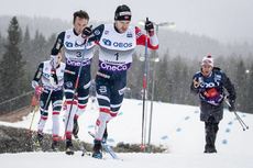 02.12.2018, Lillehammer, Norway (NOR):Sjur Roethe (NOR), Emil Iversen (NOR), Didrik Toenseth (NOR), (l-r)  - FIS world cup cross-country, pursuit men, Lillehammer (NOR). www.nordicfocus.com. © Modica/NordicFocus. Every downloaded picture is fee-liable.