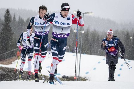 NordicFocus 02.12.2018, Lillehammer, Norway (NOR):Sjur Roethe (NOR), Emil Iversen (NOR), Didrik Toenseth (NOR), (l-r) - FIS world cup cross-country, pursuit men, Lillehammer (NOR). www.nordicfocus.com. © Modica/NordicFocus. Every downloaded picture is fee-liable.
