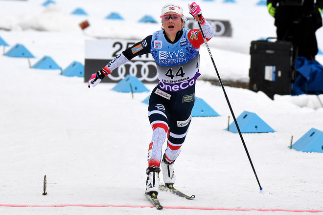 INGVILD FLUGSTAD ØSTBERG har varit klar tvåa i Norge efter Therese Johaug i vinter. Och hon har vunnit i Davos tidigare. I söndags var hon ankare i det norska stafettlaget som vann. Foto/rights: ROLF ZETTERBERG/KEK-stock