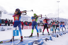 NordicFocus 16.12.2018, Hochfilzen, Austria (AUT):Elisa Gasparin (SUI), Hanna Sola (BLR), Ingrid Landmark Tandrevold (NOR), (l-r) - IBU world cup biathlon, relay women, Hochfilzen (AUT). www.nordicfocus.com. © Manzoni/NordicFocus. Every downloaded picture is fee-li