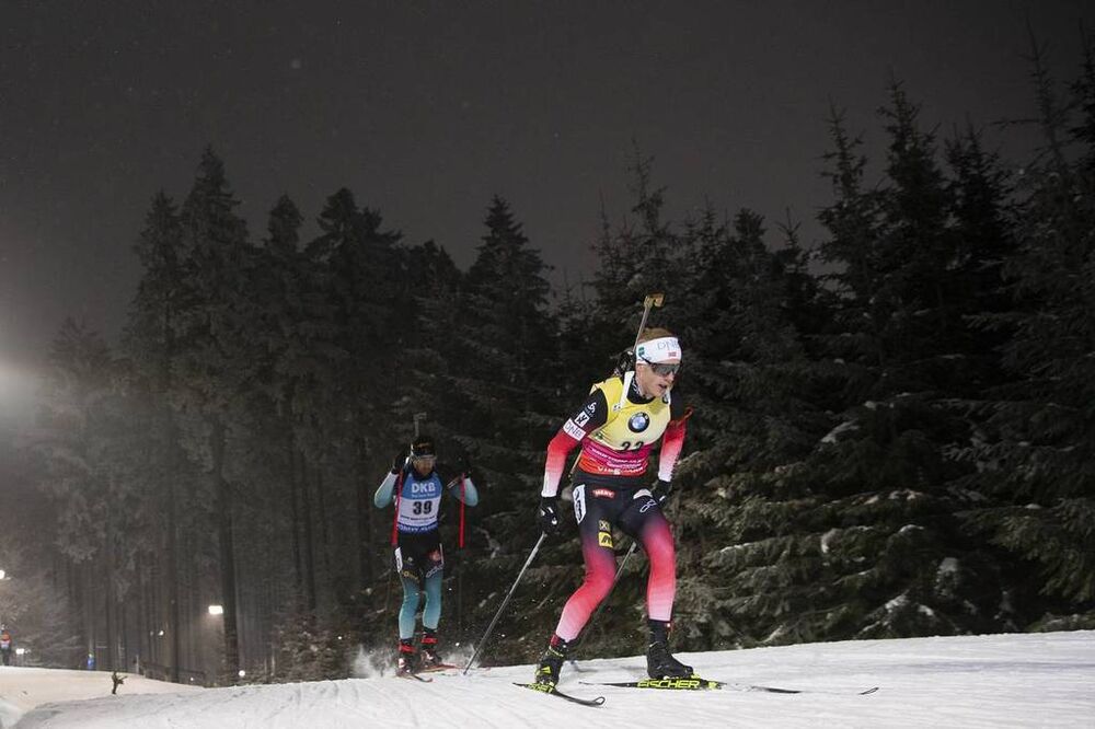 20.12.2018, Nove Mesto, Czech Republic (CZE):Martin Fourcade (FRA), Johannes Thingnes Boe (NOR), (l-r) - IBU world cup biathlon, sprint men, Nove Mesto (CZE). www.nordicfocus.com. © Manzoni/NordicFocus. Every downloaded picture is fee-liable.