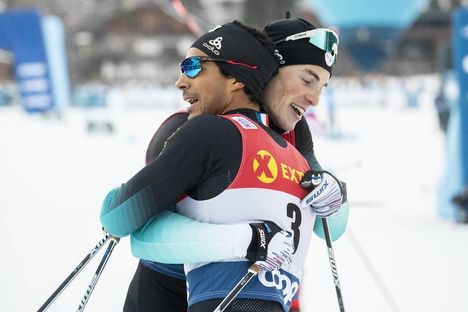 NordicFocus 29.12.2018, Toblach, Italy (ITA):Richard Jouve (FRA), Lucas Chanavat (FRA), (l-r) - FIS world cup cross-country, tour de ski, individual sprint, Toblach (ITA). www.nordicfocus.com. © Modica/NordicFocus. Every downloaded picture is fee-liable.