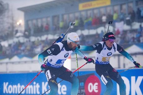 NordicFocus 13.01.2019, Oberhof, Germany (GER):Martin Fourcade (FRA), Quentin Fillon Maillet (FRA), (l-r) - IBU world cup biathlon, relay men, Oberhof (GER). www.nordicfocus.com. © Manzoni/NordicFocus. Every downloaded picture is fee-liable.