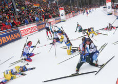 NordicFocus 20.01.2019, Ruhpolding, Germany (GER):Franziska Preuss (GER), Mona Brorsson (SWE), Hanna Oeberg (SWE), Lena Haecki (SUI) - IBU world cup biathlon, mass women, Ruhpolding (GER). www.nordicfocus.com. © Tumashov/NordicFocus. Every downloaded picture is fe