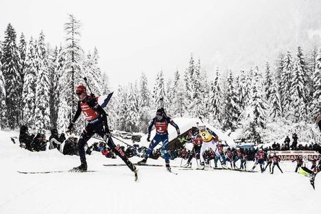 NordicFocus 21.01.2018, Antholz, Italy (ITA):Anastasiya Kuzmina (SVK), Dorothea Wierer (ITA), Kais Makarainen (FIN), (l-r) - IBU world cup biathlon, mass women, Antholz (ITA). www.nordicfocus.com. © Manzoni/NordicFocus. Every downloaded picture is fee-liable.