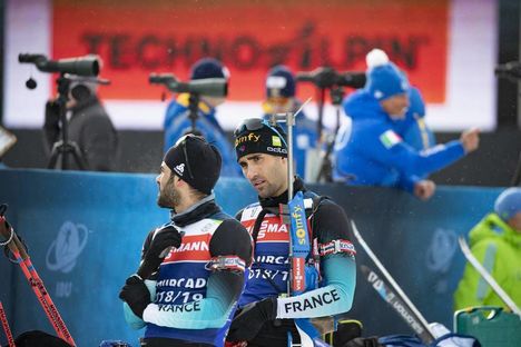 NordicFocus 23.01.2019, Antholz, Italy (ITA):Simon Fourcade (FRA), Martin Fourcade (FRA), (l-r) - IBU world cup biathlon, training, Antholz (ITA). www.nordicfocus.com. © Manzoni/NordicFocus. Every downloaded picture is fee-liable.