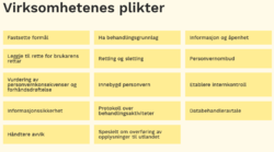 GDPR: Virksomhetens plikter. Fra Datatilsynetsnettsted.