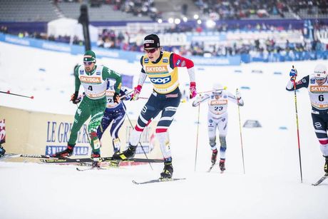 NordicFocus 09.02.2019, Lahti Finland (FIN):Federico Pellegrino (ITA), Johannes Hoesflot Klaebo (NOR), (l-r) - FIS world cup cross-country, individual sprint, Lahti (FIN). www.nordicfocus.com. © Modica/NordicFocus. Every downloaded picture is fee-liable.