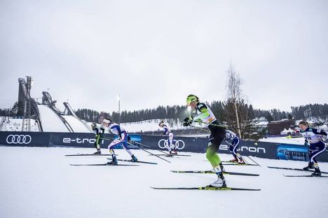 NordicFocus 09.02.2019, Lahti Finland (FIN):Sandra Ringwald (GER), Anamarija Lampic (SLO), Sophie Caldwell (USA), Mari Eide (NOR), Anita Korva (FIN), (l-r) - FIS world cup cross-country, individual sprint, Lahti (FIN). www.nordicfocus.com. © Modica/NordicFocus. Ev