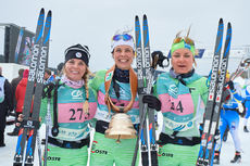 NordicFocus 10.02.2019, Morez, France (FRA):Celine Chopard-Lallier (FRA), Anouk Faivre-Picon (FRA), Alicia Choron (FRA), (l-r) - FIS World Loppet LaTransjurassienne, Morez (FRA). www.nordicfocus.com. © Rauschendorfer/NordicFocus. Every downloaded picture is fee-li