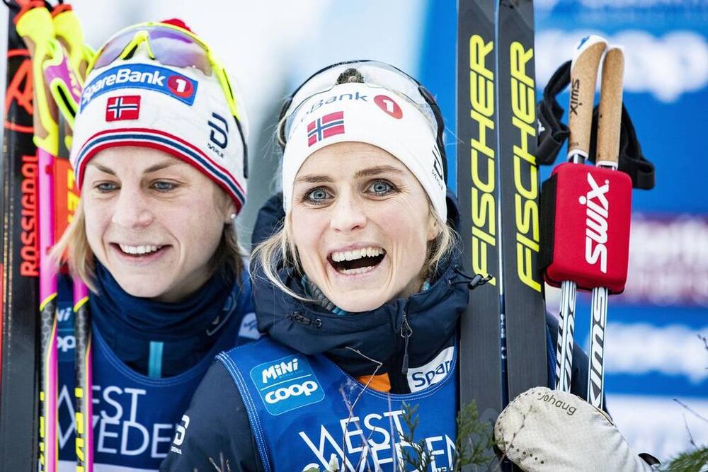26.01.2019, Ulricehamn, Sweden (SWE):JACOBSEN, JOHAUG, ANDERSSON, (l-r)  - FIS world cup cross-country, 10km women, Ulricehamn (SWE). www.nordicfocus.com. © Modica/NordicFocus. Every downloaded picture is fee-liable.