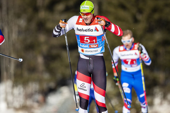MAX HAUKE – här i söndagens teamsprint på skid-VM i Seefeld – är en av dom anhållna åkarna i dopingskandalen som blev offentlig efter onsdagens razzia. Foto/rights: NORDIC FOCUS