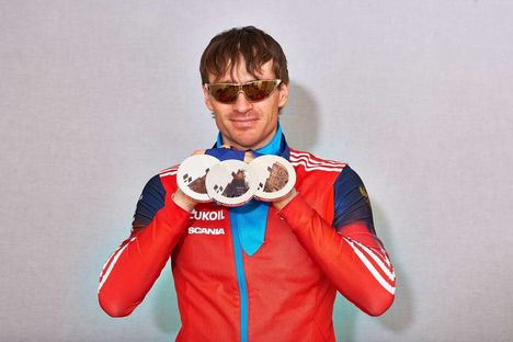 NordicFocus 14.03.2014, Sochi, Russia (RUS): Maxim Vylegzhanin (RUS)- XXII. Olympic Winter Games Sochi 2014, cross-country, medals, Sochi (RUS). www.nordicfocus.com. © NordicFocus. Every downloaded picture is fee-liable.