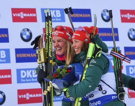 NordicFocus 10.03.2019, Oestersund, Sweden (SWE):Denise Herrmann (GER), Laura Dahlmeier (GER) - IBU world championships biathlon, pursuit women, Oestersund (SWE). www.nordicfocus.com. © Tumashov/NordicFocus. Every downloaded picture is fee-liable.