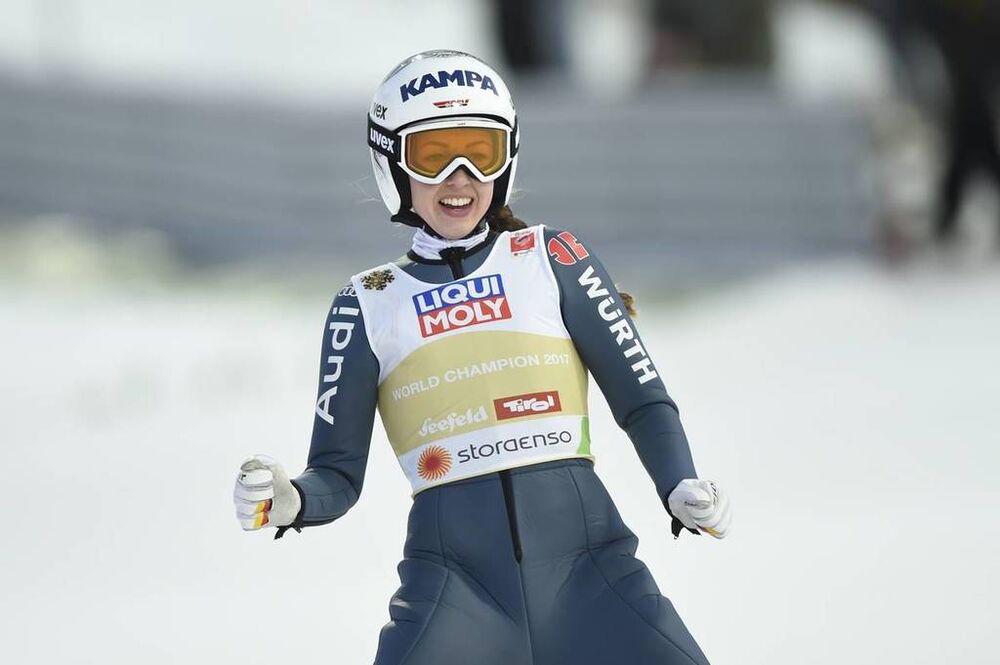 02.03.2019, Seefeld, Austria (AUT):Juliane Seyfarth (GER) - FIS nordic world ski championships, ski jumping, mixed team HS109, Seefeld (AUT). www.nordicfocus.com. © THIBAUT/NordicFocus. Every downloaded picture is fee-liable.
