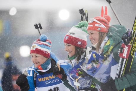 NordicFocus 17.03.2019, Oestersund, Sweden (SWE):Dorothea Wierer (ITA), Ekaterina Yurlova-Percht (RUS), Denise Herrmann (GER) - IBU world championships biathlon, mass women, Oestersund (SWE). www.nordicfocus.com. © Tumashov/NordicFocus. Every downloaded picture is