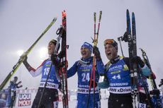 NordicFocus 17.03.2019, Oestersund, Sweden (SWE):Julian Eberhard (AUT), Dominik Windisch (ITA), Antonin Guigonnat (FRA), (l-r) - IBU world championships biathlon, mass men, Oestersund (SWE). www.nordicfocus.com. © Manzoni/NordicFocus. Every downloaded picture is fe