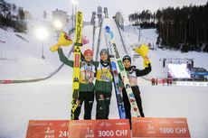 NordicFocus 23.03.2019, Chaikovsky, Russia (RUS):Juliane Seyfarth (GER), Sara Takanashi (JPN), Katharina Althaus (GER) - FIS world cup ski jumping ladies, individual HS102, Chaikovsky (RUS). www.nordicfocus.com. © Tumashov/NordicFocus. Every downloaded picture is f