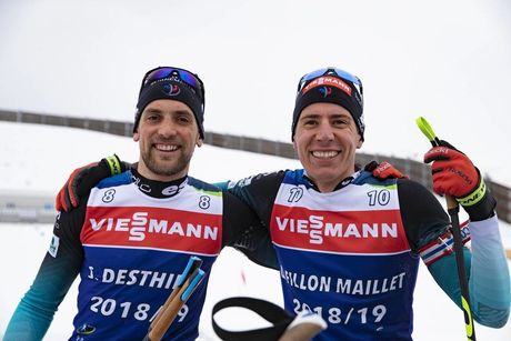 NordicFocus 13.02.2019, Soldier Hollow, United States of America (USA):Simon Desthieux (FRA), Quentin Fillon Maillet (FRA), (l-r) - IBU world cup biathlon, training, Soldier Hollow (USA). www.nordicfocus.com. © Manzoni/NordicFocus. Every downloaded picture is fee-