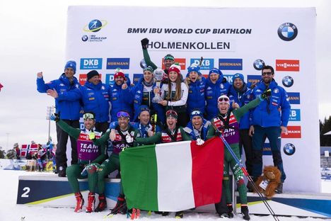 NordicFocus 24.03.2019, Oslo, Norway (NOR):Dorothea Wierer (ITA), Lisa Vittozzi (ITA), Federica Sanfilippo (ITA), Nicole Gontier (ITA), (l-r) - IBU world cup biathlon, cups, Oslo (NOR). www.nordicfocus.com. © Manzoni/NordicFocus. Every downloaded picture is fee-lia