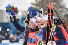 NordicFocus 16.03.2019, Oestersund, Sweden (SWE):Synnoeve Solemdal (NOR), Ingrid Landmark Tandrevold (NOR), Tiril Eckhoff (NOR), Marte Olsbu Roeiseland (NOR) - IBU world championships biathlon, relay women, Oestersund (SWE). www.nordicfocus.com. © Tumashov/NordicFo