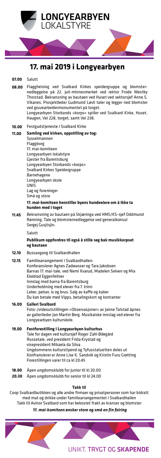 Program for 17. mai 2019