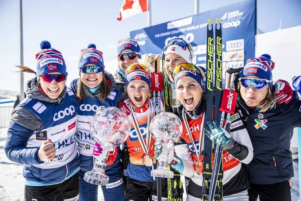 24.03.2019, Quebec, Canada (CAN):Ingvild Flugstad Oestberg (NOR), Therese Johaug (NOR), (l-r)  - FIS world cup cross-country, pursuit women, Quebec (CAN). www.nordicfocus.com. © Modica/NordicFocus. Every downloaded picture is fee-liable.