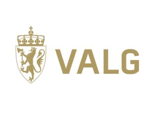 Logo for valg med riksløve i gull