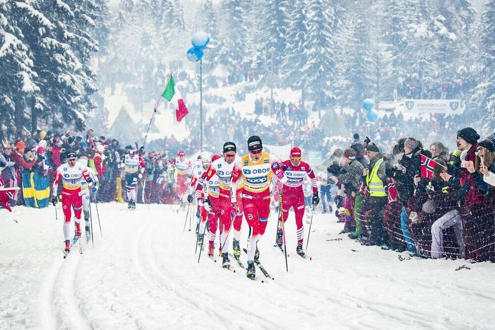 09.03.2019, Oslo, Norway (NOR):Johannes Hoesflot Klaebo (NOR), Hans Christer Holund (NOR), Alexander Bolshunov (RUS), (l-r)  - FIS world cup cross-country, mass men, Oslo (NOR). www.nordicfocus.com. © Modica/NordicFocus. Every downloaded picture is fee-