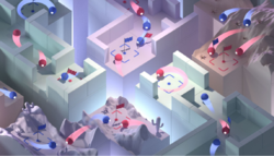 En illustrasjon som viser forskjellige strategier disse kunstige intelligensene brukte når de spilte. (Bilde: DeepMind)