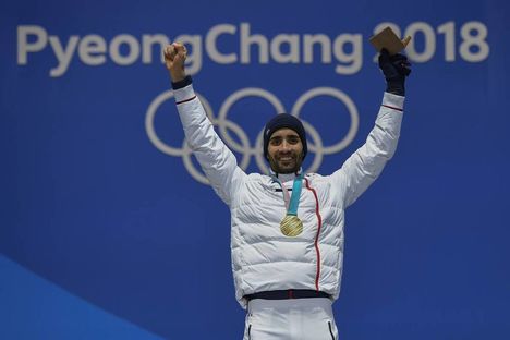 NordicFocus 19.02.2018, Pyeongchang, Korea (KOR):Martin Fourcade (FRA) - XXIII. Olympic Winter Games Pyeongchang 2018, biathlon, medals, Pyeongchang (KOR). www.nordicfocus.com. © Thibaut/NordicFocus. Every downloaded picture is fee-liable.