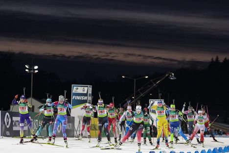 NordicFocus 21.02.2019, Minks-Raubichi, Belarus (BLR):Anastasiya Merkushyna (UKR), Victoria Slivko (RUS), Karoline Offigstad Knotten (NOR), Chloe Chevalier (FRA), Jessica Jislova (CZE), Emma Nilsson (SWE), Nadine Horchler (GER), Daniela Kadeva (BUL), Dzinara Alimbek