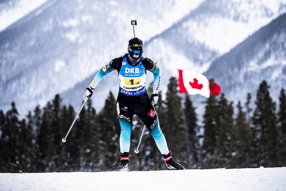 08.02.2019, Canmore, Canada (CAN):Anais Bescond (FRA) -  IBU world cup biathlon, relay women, Canmore (CAN). www.nordicfocus.com. © Manzoni/NordicFocus. Every downloaded picture is fee-liable.