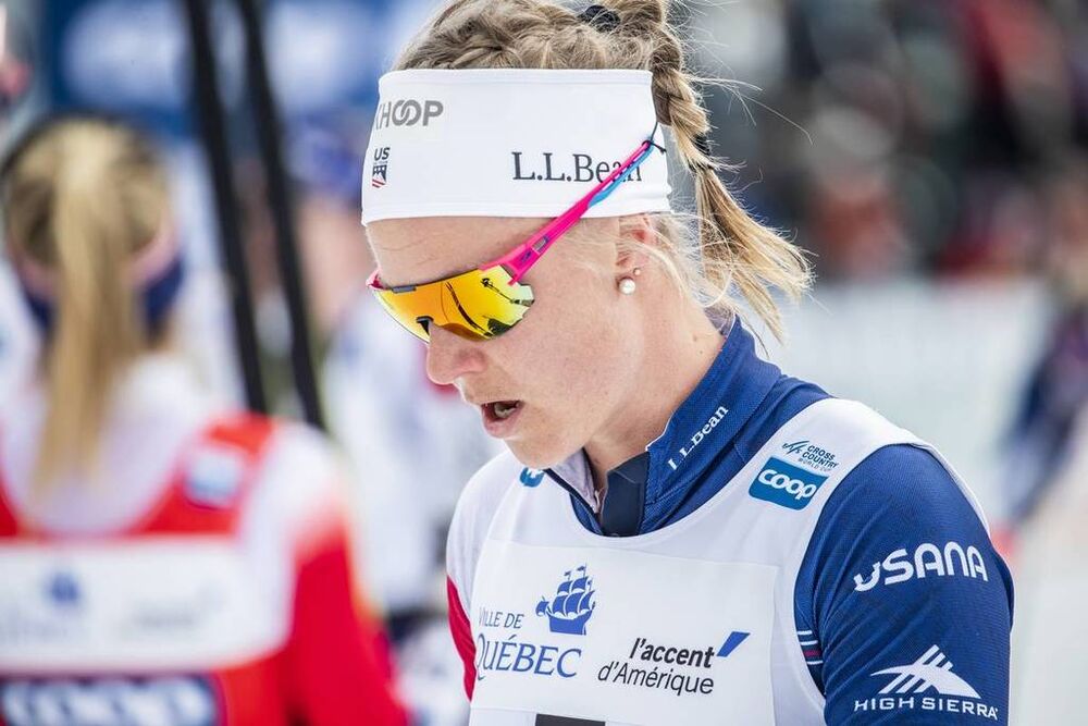 23.03.2019, Quebec, Canada (CAN):Sadie Bjornsen (USA) - FIS world cup cross-country, mass women, Quebec (CAN). www.nordicfocus.com. © Modica/NordicFocus. Every downloaded picture is fee-liable.