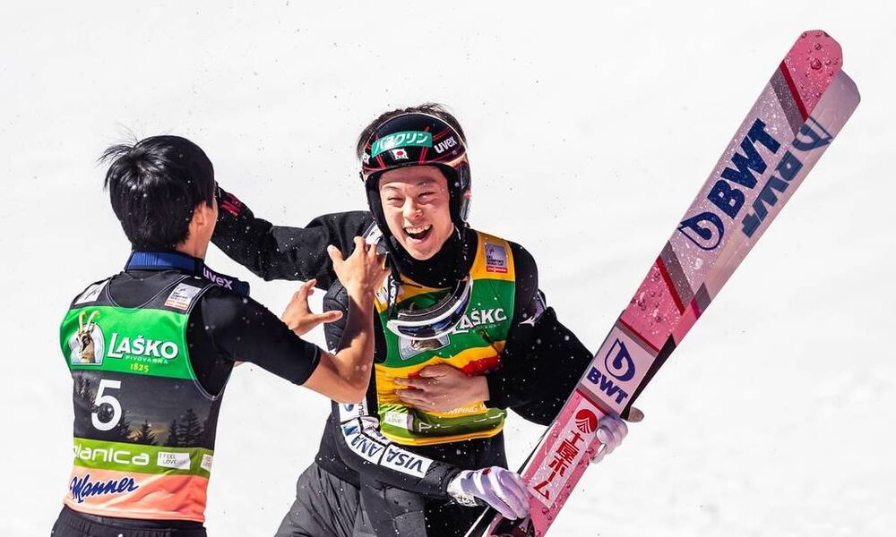 24.03.2019, Planica, Slovenia (SLO): Ryoyu Kobayashi (JPN) - FIS world cup ski flying, cups, Planica (SLO). www.nordicfocus.com. © Nordicfocus/EXPA/JFK. Every downloaded picture is fee-liable.