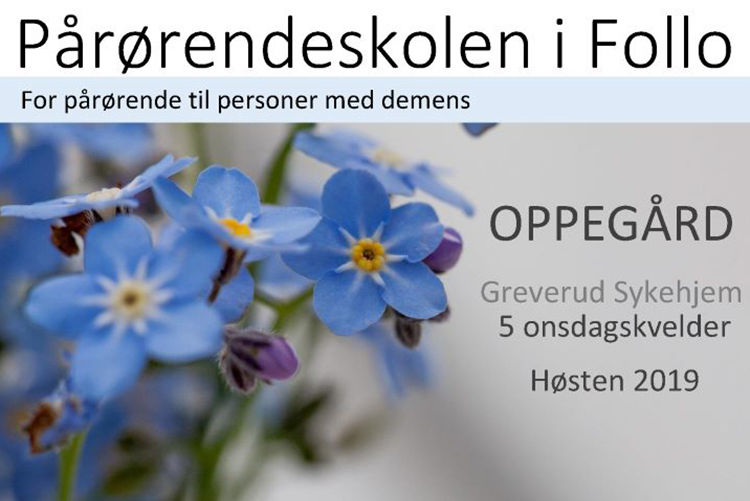 I september starter pårørendeskolen for pårørende til personer med demens i Follo. I september starter pårørendeskolen for pårørende til personer med demens i Follo.