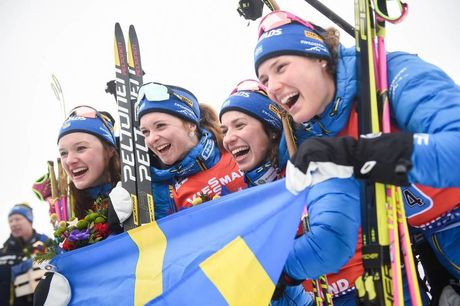 NordicFocus 16.03.2019, Oestersund, Sweden (SWE):Linn Persson (SWE), Mona Brorsson (SWE), Anna Magnusson (SWE), Hanna Oeberg (SWE) - IBU world championships biathlon, relay women, Oestersund (SWE). www.nordicfocus.com. © Tumashov/NordicFocus. Every downloaded pictu