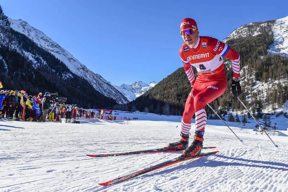 16.02.2019, Cogne, Italy (ITA):Alexander Bolshunov (RUS) - FIS world cup cross-country, individual sprint, Cogne (ITA). www.nordicfocus.com. © Thibaut/NordicFocus. Every downloaded picture is fee-liable.