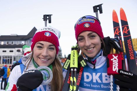 NordicFocus 08.12.2018, Pokljuka, Slovenia (SLO):Dorothea Wierer (ITA), Lisa Vittozzi (ITA), (l-r) - IBU world cup biathlon, sprint women, Pokljuka (SLO). www.nordicfocus.com. © Manzoni/NordicFocus. Every downloaded picture is fee-liable.
