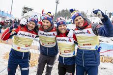 NordicFocus 01.03.2019, Seefeld, Austria (AUT):Emil Iversen ((NOR)), Martin Johnsrud Sundby ((NOR)), Sjur Roethe ((NOR)), Johannes Hoesflot Klaebo ((NOR)) - FIS nordic world ski championships, cross-country, 4x10km men, Seefeld (AUT). www.nordicfocus.com. © Modica/