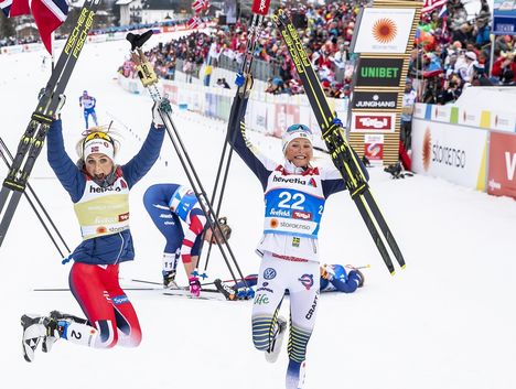 NordicFocus 02.03.2019, Seefeld, Austria (AUT):Ingvild Flugstad Oestberg (NOR), Therese Johaug (NOR), Frida Karlsson (SWE), (l-r) - FIS nordic world ski championships, cross-country, mass women, Seefeld (AUT). www.nordicfocus.com. © Modica/NordicFocus. Every downl
