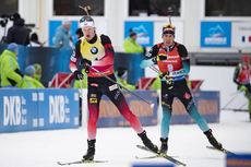 NordicFocus 27.01.2019, Antholz, Italy (ITA):Johannes Thingnes Boe (NOR), Quentin Fillon Maillet (FRA), (l-r) - IBU world cup biathlon, mass men, Antholz (ITA). www.nordicfocus.com. © Manzoni/NordicFocus. Every downloaded picture is fee-liable.
