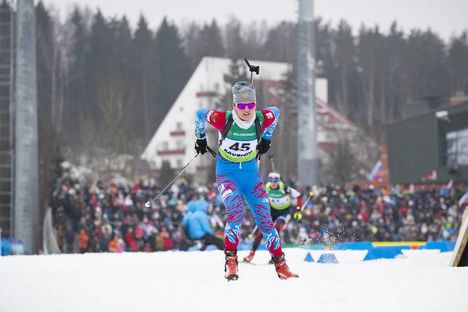 NordicFocus 24.02.2019, Minsk-Raubichi, Belarus (BLR):Natalia Gerbulova (RUS) - IBU Open European championships biathlon, pursuit women, Minsk-Raubichi (BLR). www.nordicfocus.com. © Manzoni/NordicFocus. Every downloaded picture is fee-liable.