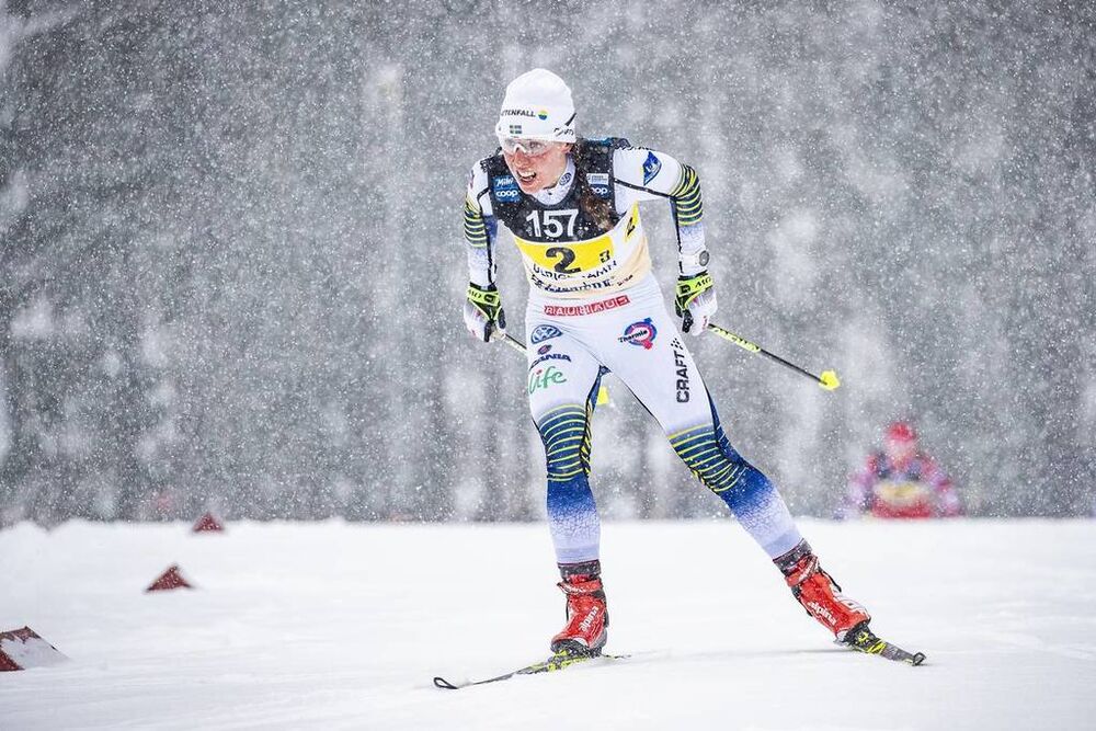 27.01.2019, Ulricehamn, Sweden (SWE):Charlotte Kalla (SWE) - FIS world cup cross-country, 4x5km women, Ulricehamn (SWE). www.nordicfocus.com. © Modica/NordicFocus. Every downloaded picture is fee-liable.