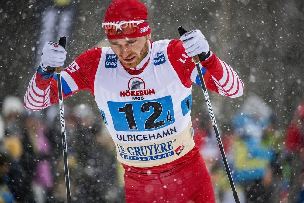 27.01.2019, Ulricehamn, Sweden (SWE):Artem Maltsev (RUS) - FIS world cup cross-country, 4x10km men, Ulricehamn (SWE). www.nordicfocus.com. © Modica/NordicFocus. Every downloaded picture is fee-liable.