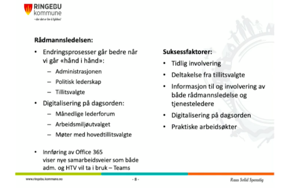 Erfaringskonferansen digitalisering. Fra Ringebu kommunes presentasjon.