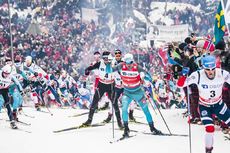 NordicFocus 10.03.2018, Oslo, Norway (NOR):Simen Andreas Sveen (NOR), Dario Cologna (SUI), Maurice Manificat (FRA), Martin Johnsrud Sundby (NOR), (l-r) - FIS world cup cross-country, mass men, Oslo (NOR). www.nordicfocus.com. © Modica/NordicFocus. Every downloaded