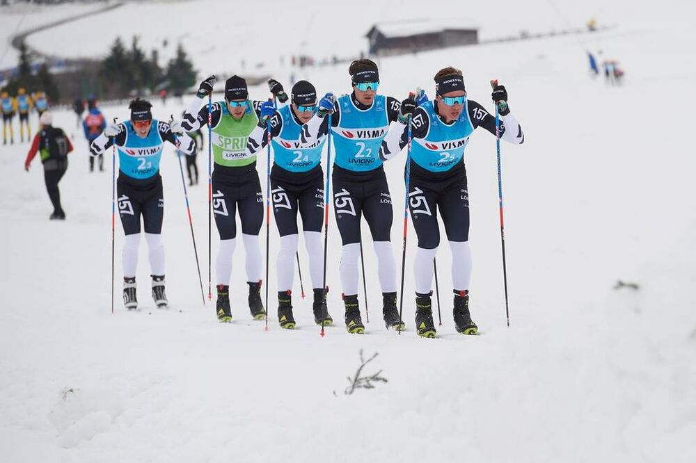 30.11.2018, Livigno, Italy (ITA):Markus Ottosson (SWE), Anton Karlsson (SWE), Andreas Holmberg (SWE), Marcus Johansson (SWE), Emil Persson (SWE), (l-r)  - Visma Ski Classics La Sgambeda, Pro Team Prologue, Livigno (ITA). www.nordicfocus.com. © Rauschend